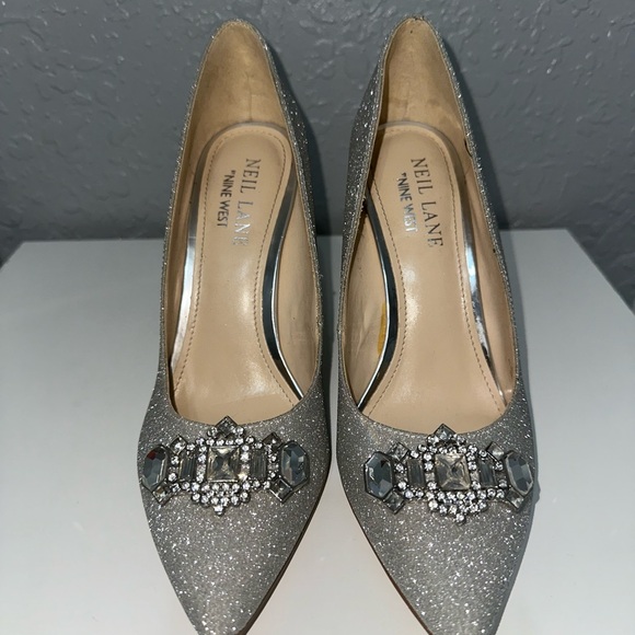Women's Silver Glitter Heels - Picture 1 of 5